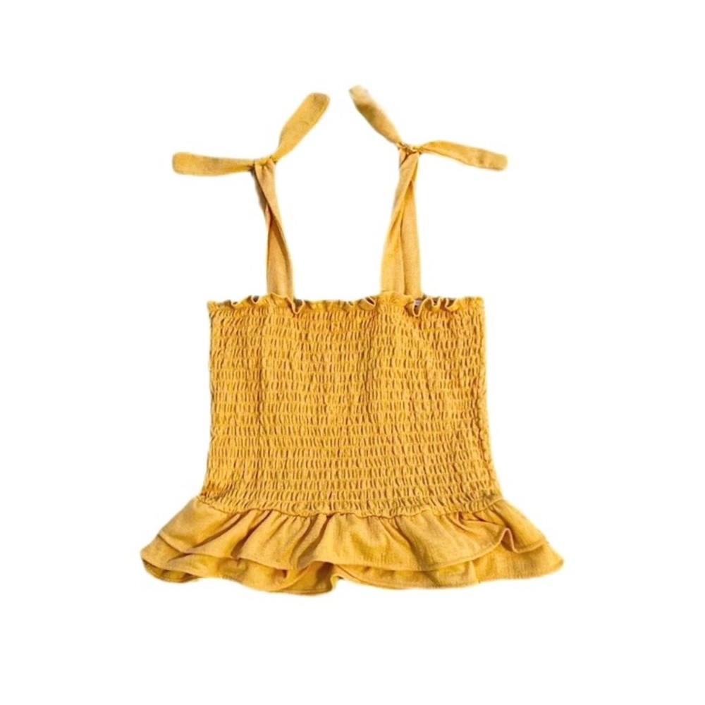 Yellow / Orange Bow Strap Flare Crop Top
